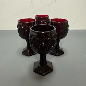 Set of Four Dark Burgundy Goblets